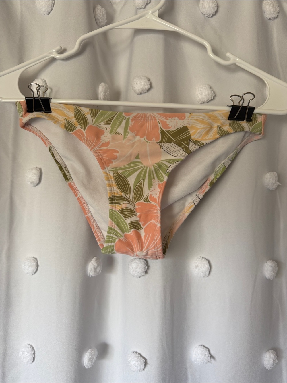 Xhilaration Peach Floral Bikini Bottom with Olive Leaves
